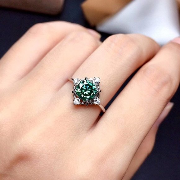 High Quality Zircon Ring Green Crystal CZ Rings For Women, HA4435-6 - Picture 3 of 6